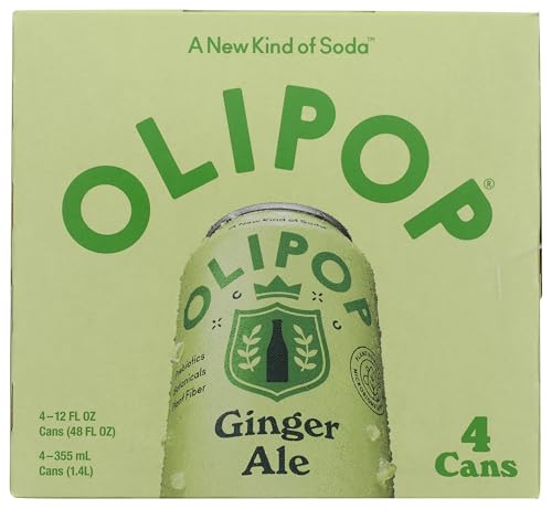 OLIPOP Prebiotic Ginger Ale Soda, 12 fl oz, 4-Pack