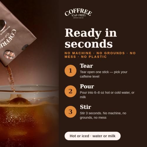 COFFREE Organic Instant Coffee Variety Pack, 24 Sticks