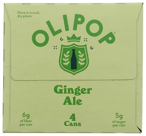 OLIPOP Prebiotic Ginger Ale Soda, 12 fl oz, 4-Pack