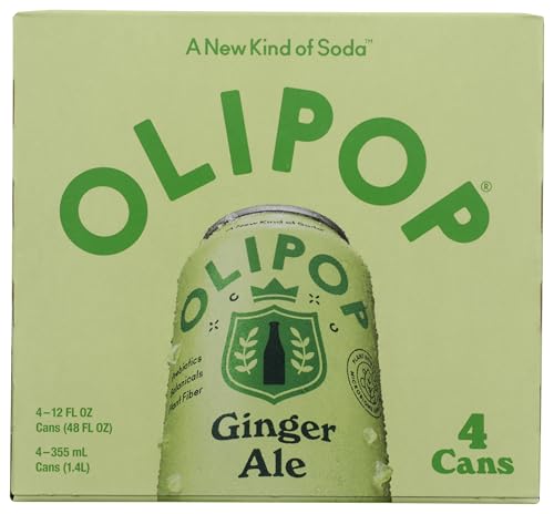 OLIPOP Prebiotic Ginger Ale Soda, 12 fl oz, 4-Pack