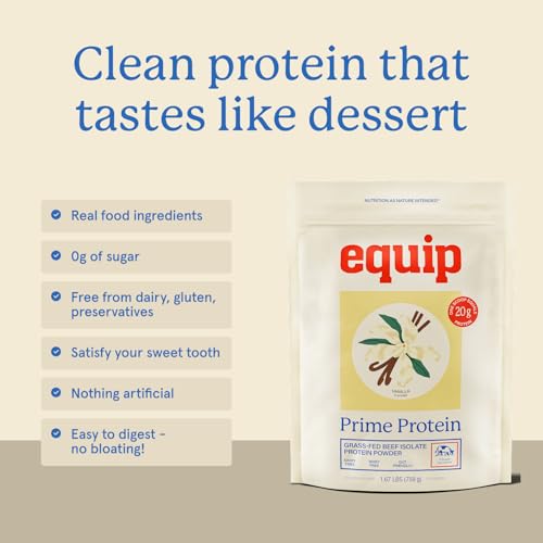 Equip Prime Grass-Fed Beef Protein Powder, Vanilla, 30 Servings