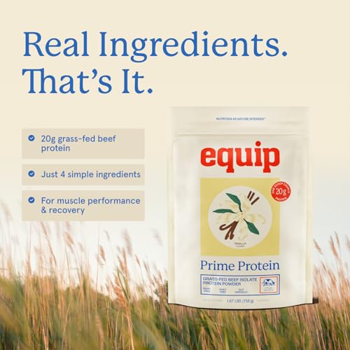 Equip Prime Grass-Fed Beef Protein Powder, Vanilla, 30 Servings