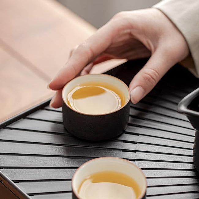 BFKRYP Black Travel Tea Set for Brewing on the Go