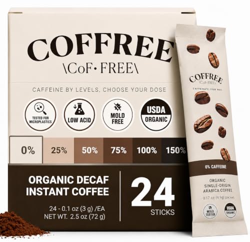 COFFREE Organic Instant Coffee Variety Pack, 24 Sticks