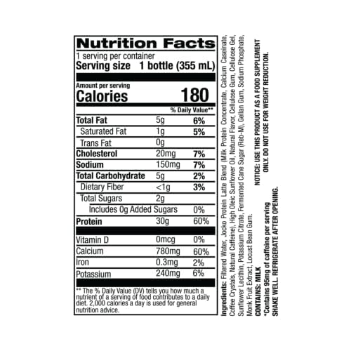 Jocko Fuel Chocolate/Sweet Cream Coffee Protein Shakes, 24-Pack