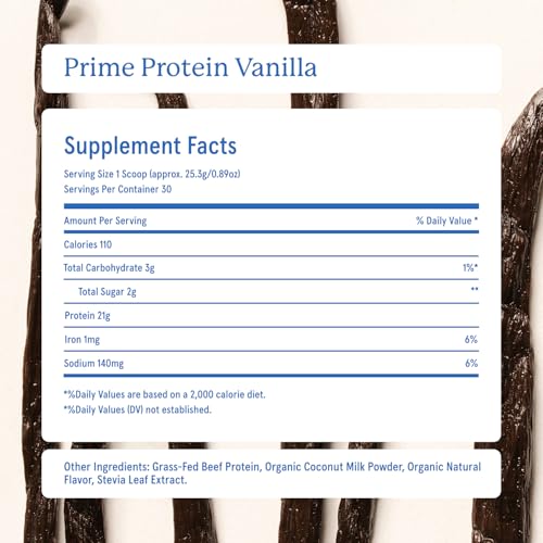 Equip Prime Grass-Fed Beef Protein Powder, Vanilla, 30 Servings