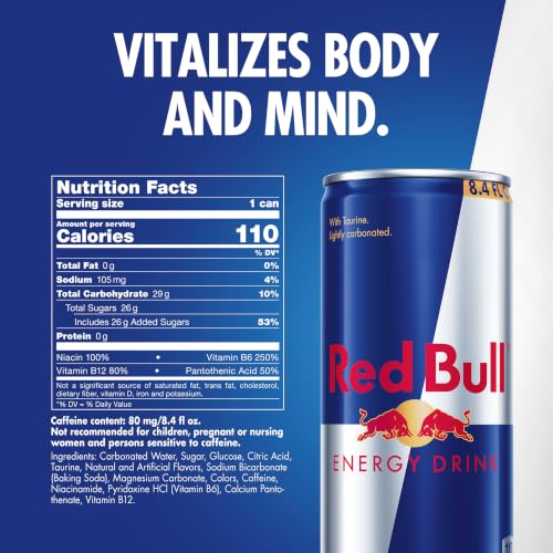 Red Bull Energy Drink, 80 mg Caffeine, Taurine & B Vitamins