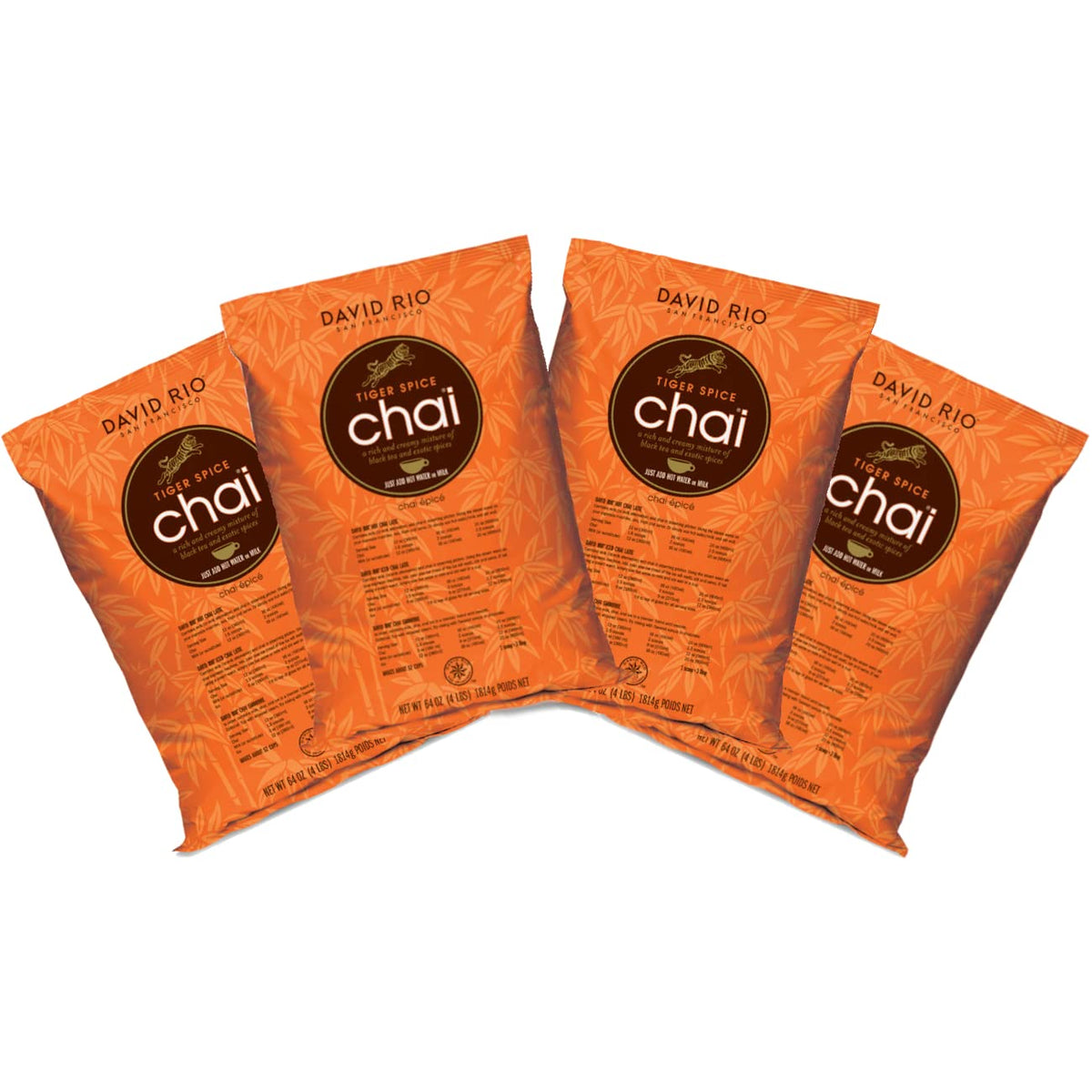 David Rio Tiger Spice Chai Mix, 4 lb Each, 4-Pack
