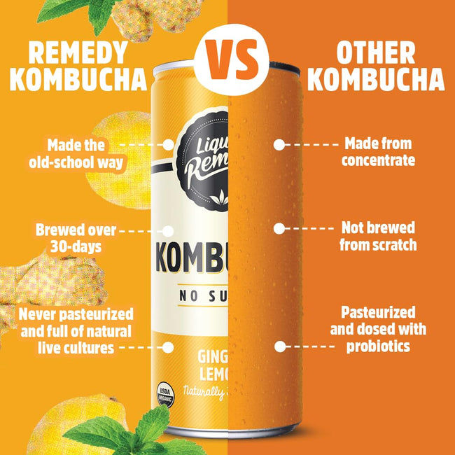 Liquid Remedy Organic Sugar-Free Kombucha Tea Drink