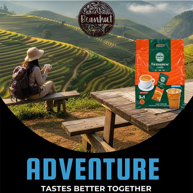 Beanhut Vietnamese Latte 3-in-1 Instant Coffee, 50 Sticks