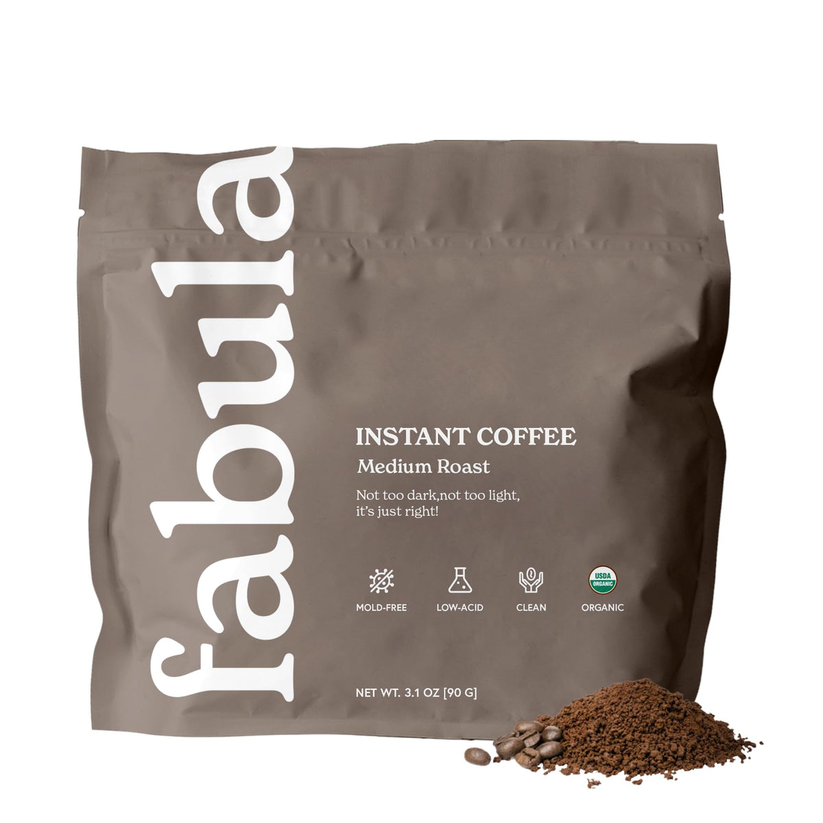 Fabula Organic Low-Acid Instant Coffee, Medium Roast, 90g
