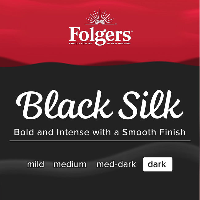 Folgers Black Silk Dark Roast Coffee, Bold & Smooth