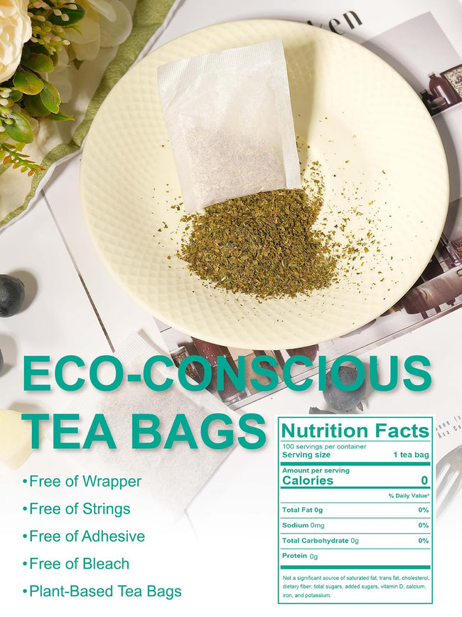 TeeLux Green Tea Bags for Hot or Iced Brewing