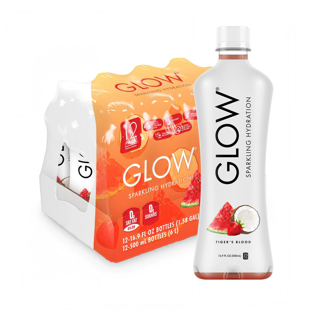 GLOW Sparkling Hydration Water, Zero Sugar & Caffeine-Free