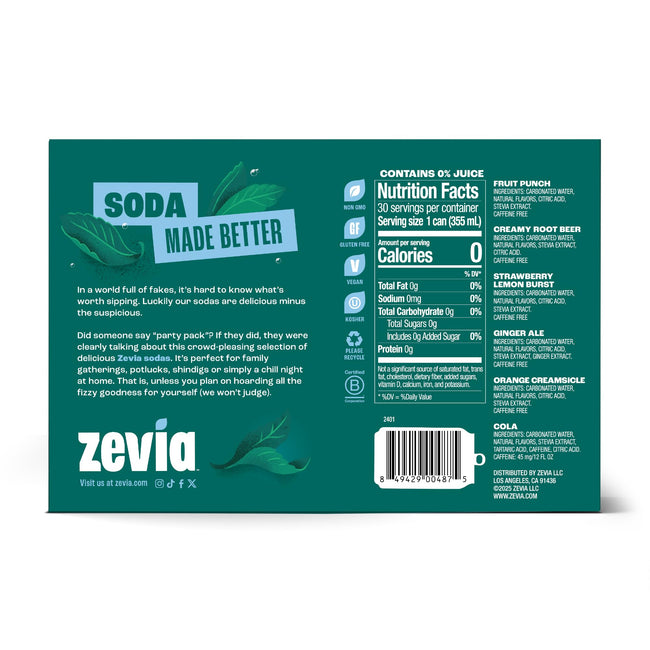 Zevia Zero-Calorie Vanilla Cola Flavored Soda