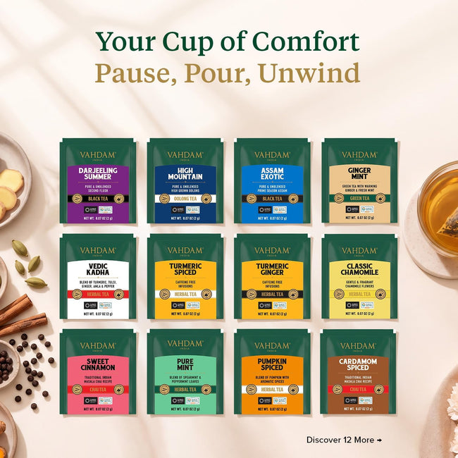 VAHDAM Natural Loose Leaf Tea & Tea Bags, Hot or Iced