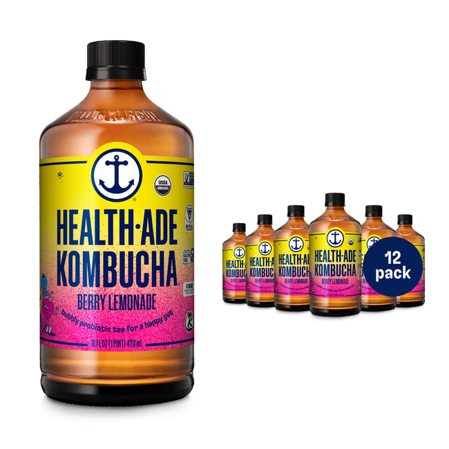 Health-Ade Organic Kombucha Tea, 16 fl oz Bottles, 12-Pack