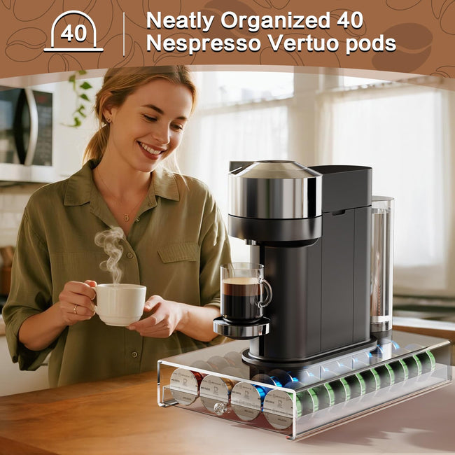 40-Pod Acrylic Drawer for Nespresso Vertuo & Dolce Gusto