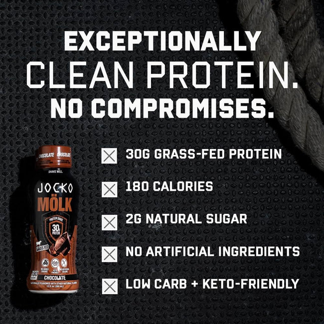 Jocko Fuel Chocolate/Sweet Cream Coffee Protein Shakes, 24-Pack