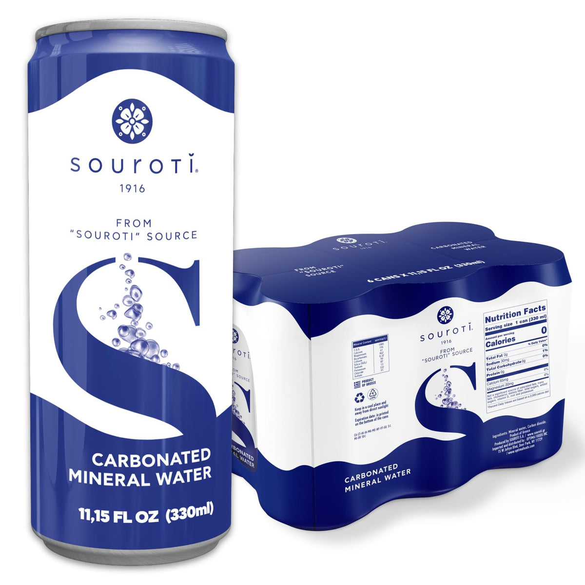 SOUROTI Unflavored Sparkling Carbonated Mineral Water