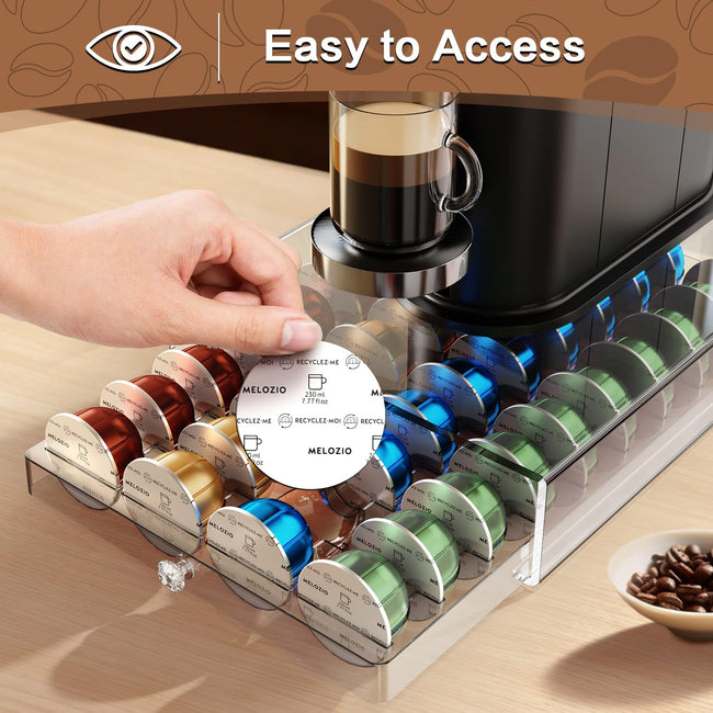 40-Pod Acrylic Drawer for Nespresso Vertuo & Dolce Gusto