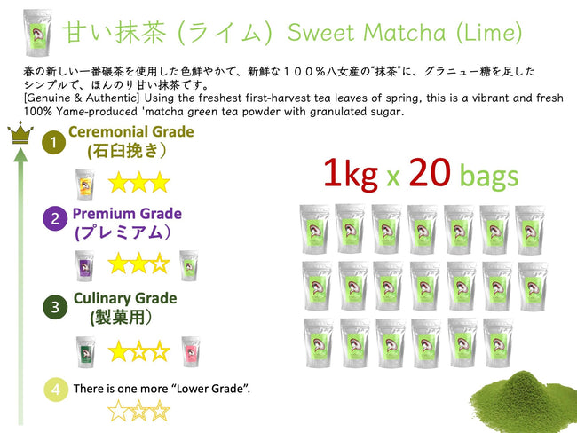 Mukoh Japanese Sweetened Lime Matcha Powder, 20 x 1 kg