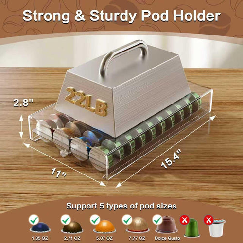 40-Pod Acrylic Drawer for Nespresso Vertuo & Dolce Gusto