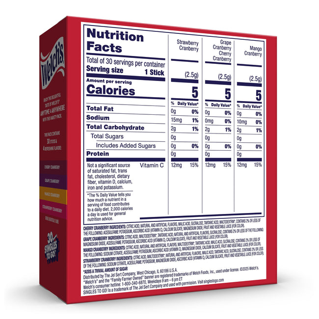Welch's Singles to Go! Powdered Drink Mix Packets