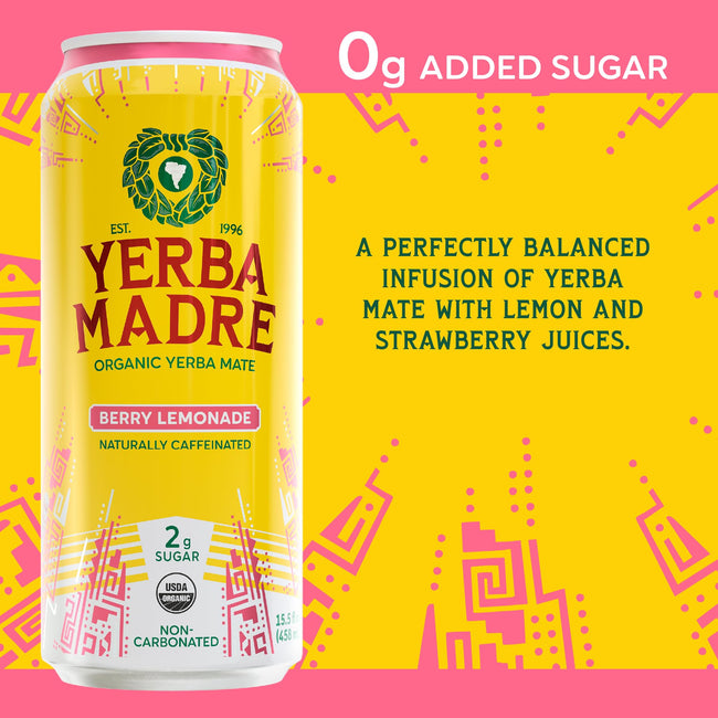 Yerba Madre Organic Yerba Mate, 150 mg Caffeine, 12-Pack