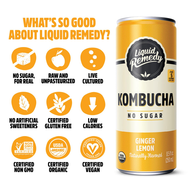 Liquid Remedy Organic Sugar-Free Kombucha Tea Drink