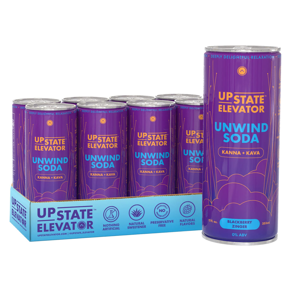 Upstate Elevator Blackberry Zinger Kanna & Kava Unwind Soda