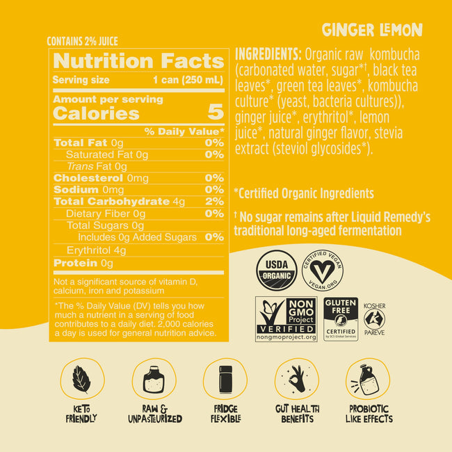 Liquid Remedy Organic Sugar-Free Kombucha Tea Drink