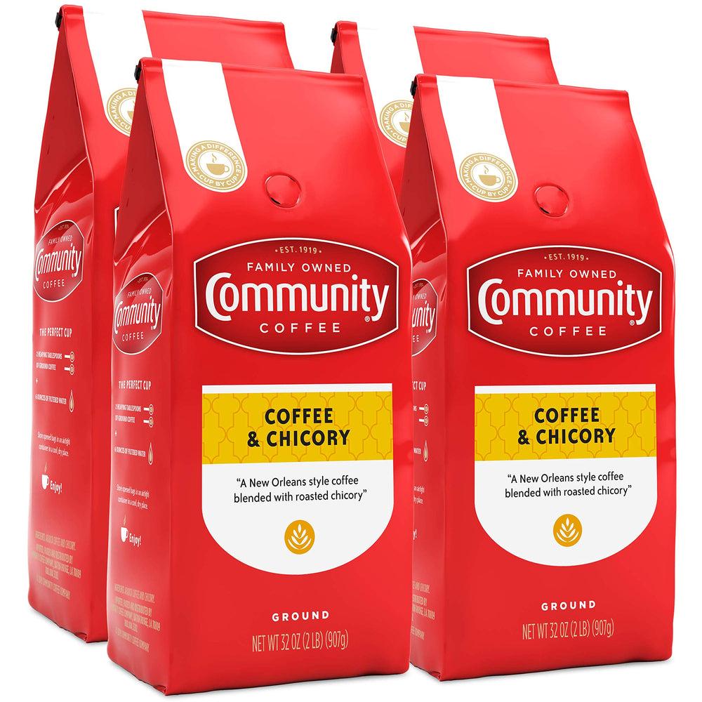 Community Coffee & Chicory Ground Blend, 32 oz, 4-Pack