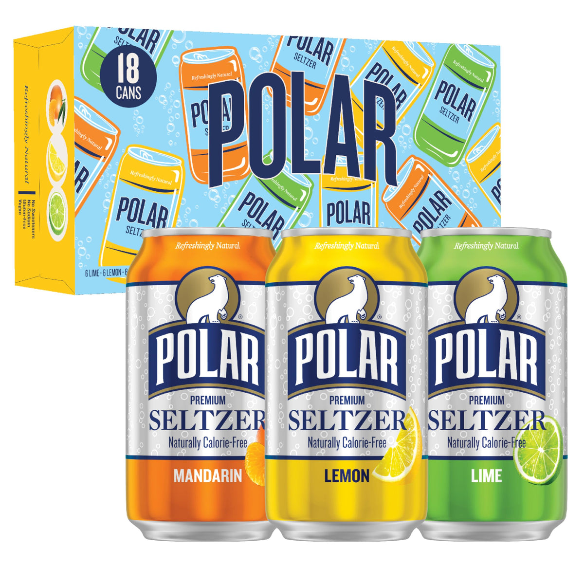 Polar Seltzer Water Crowd Pleaser Variety Pack, 18-Pack