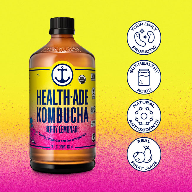 Health-Ade Organic Kombucha Tea, 16 fl oz Bottles, 12-Pack